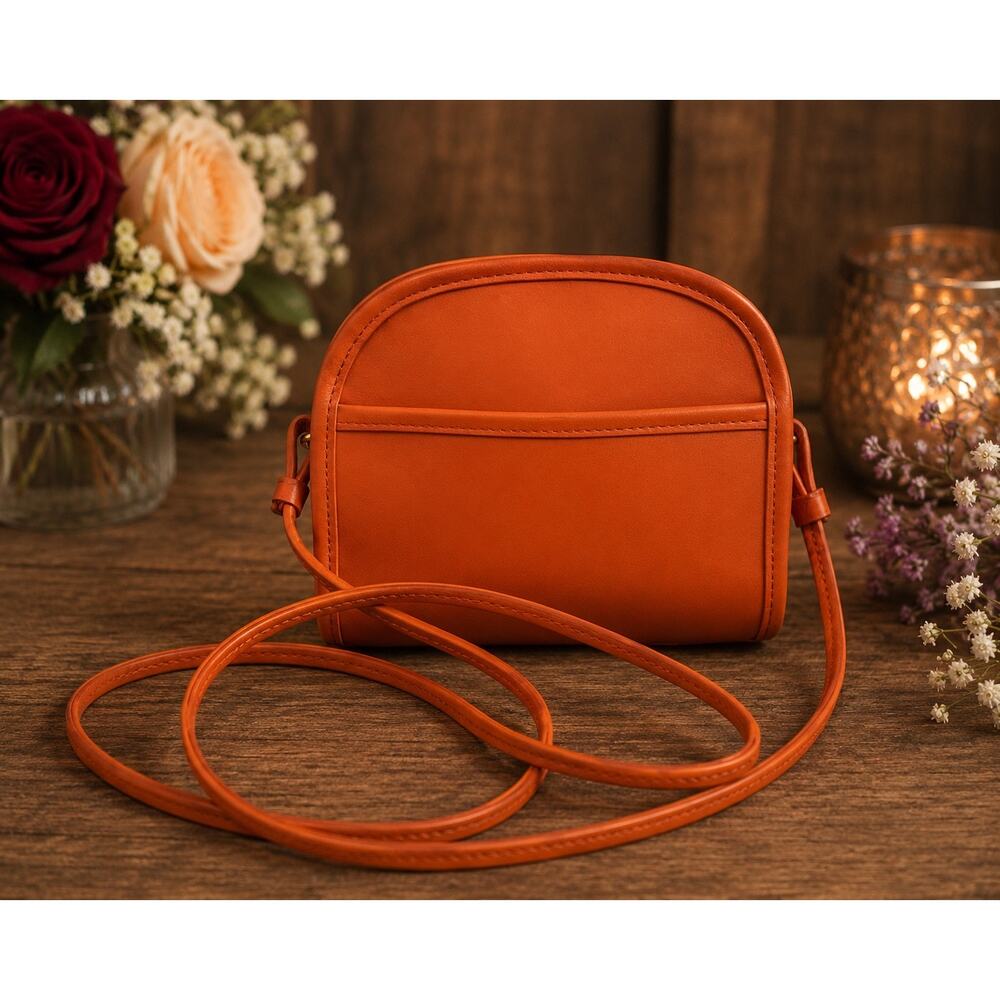 Vintage Leather Crossbody Bag Beautiful Orange